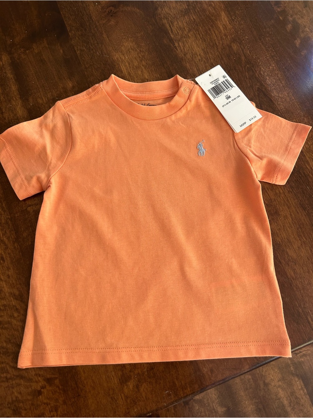 Ralph Lauren Kids Short-Sleeve Tee in Coral Orange with White Pony